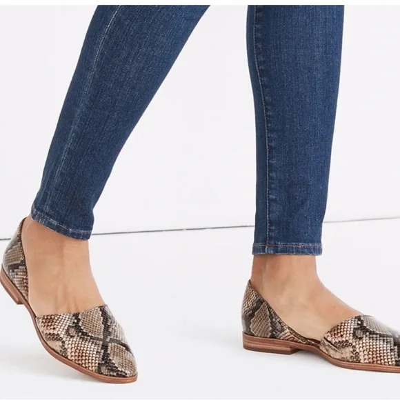 Madewell Marisa d’ Orsay Flat Snakeskin Embossed Leather - Picture 1 of 5